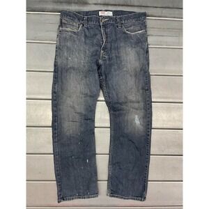 VTG Levis 514 Jeans Mens 36X30 Blue Medium Wash Denim Slim Straight Distressed